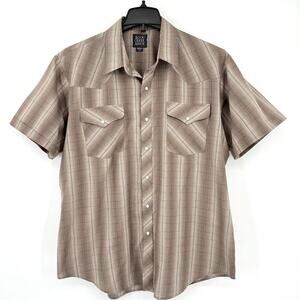VTG RockCreek Ranch Mens 17.5 Western Pearl Snap Button Shirt Lightweight Poly